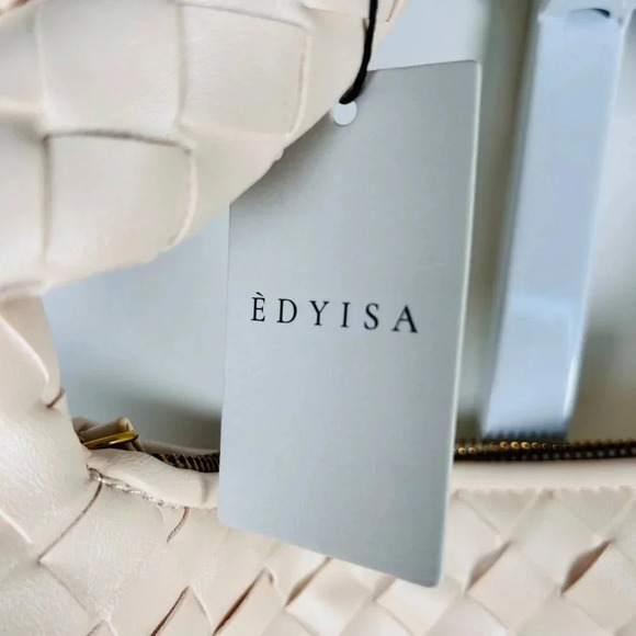 EDYISA Serena Shoulder Bag Off White Woven Leather Handbag Purse Clutch Bag - Picture 3 of 5